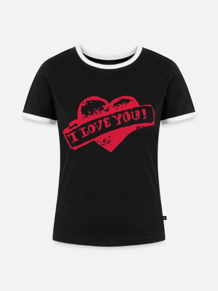 I-love-you - Frauen Kontrast-T-Shirt - Schwarz/Weiß