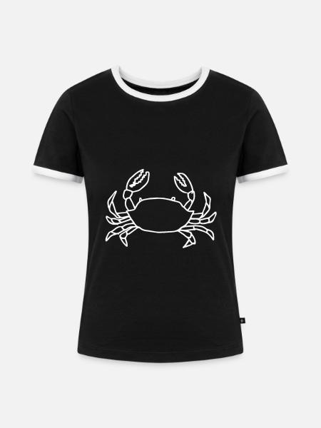 Krebs - Frauen Kontrast-T-Shirt - Schwarz/Weiß