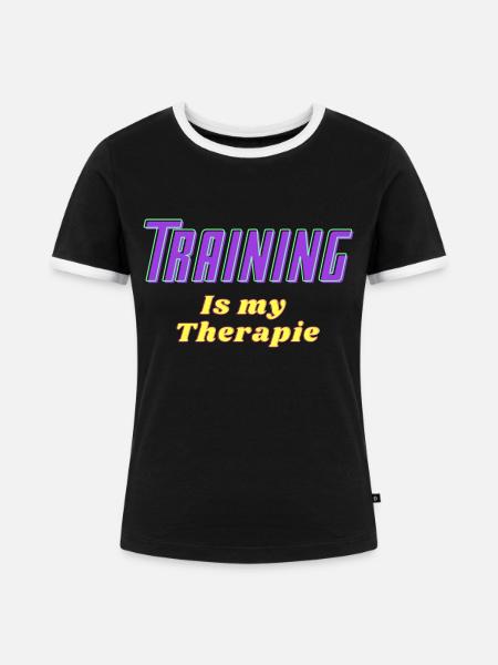 Training - Frauen Kontrast-T-Shirt - Schwarz/Weiß