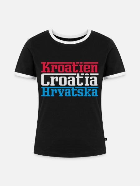Kroatien - Frauen Kontrast-T-Shirt - Schwarz/Weiß