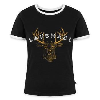 Lausmadl dunkle Shirts - Frauen Kontrast-T-Shirt - Schwarz/Weiß - Vorne - Selfina (174cm)