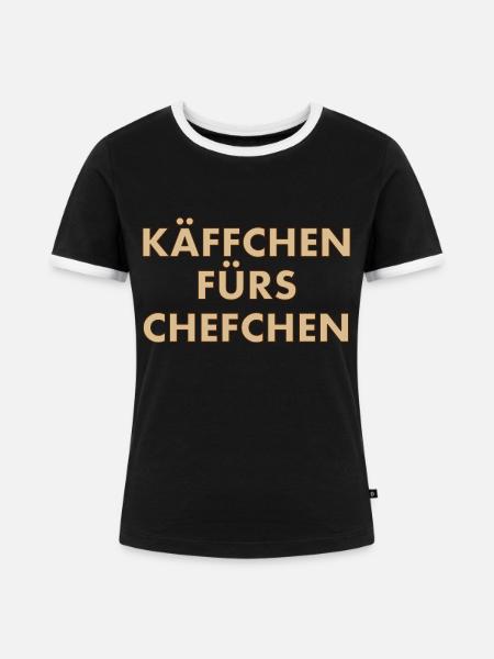 Käffchen fürs Chefchen - Frauen Kontrast-T-Shirt - Schwarz/Weiß