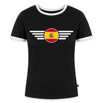 Spanien Leidenschaft T-Shirt - Frauen Kontrast-T-Shirt - Schwarz/Weiß - Vorne - Selfina (174cm)