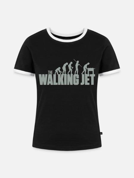 the walking jet - Frauen Kontrast-T-Shirt - Schwarz/Weiß