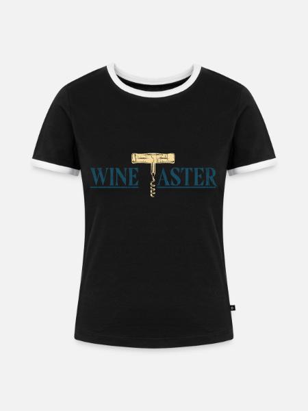 Wein - Frauen Kontrast-T-Shirt - Schwarz/Weiß