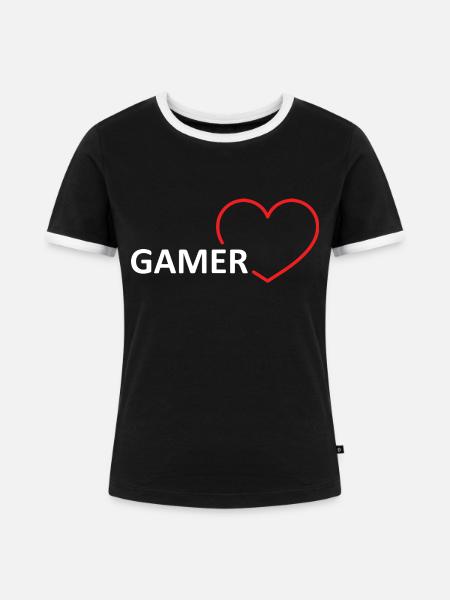 Game Gaming PC - Frauen Kontrast-T-Shirt - Schwarz/Weiß