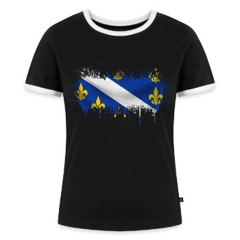 Bosnien in der Herzegowina Europa Sarajavo Flagge Mostar - Frauen Kontrast-T-Shirt - Schwarz/Weiß - Vorne - Selfina (174cm)