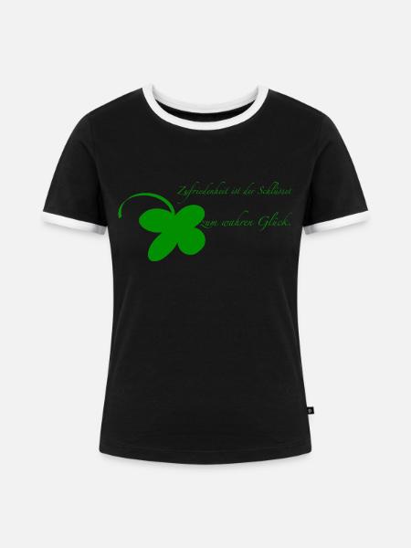 Zufriedenheit - Frauen Kontrast-T-Shirt - Schwarz/Weiß