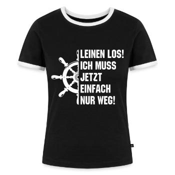 Leinen los - ich muss einfach nur weg - Frauen Kontrast-T-Shirt - Schwarz/Weiß - Vorne - Selfina (174cm)