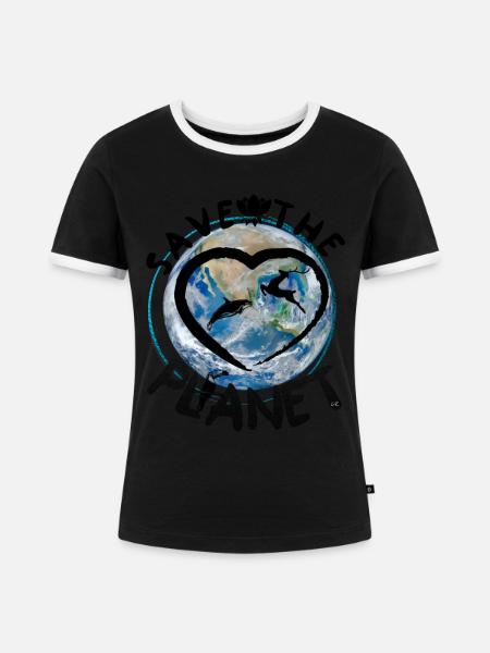 Mather Nature 🐢 - Frauen Kontrast-T-Shirt - Schwarz/Weiß