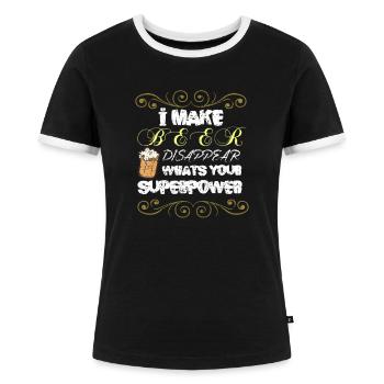 Biergarten Bierflasche Bier Bierzelt Bierkrug - Frauen Kontrast-T-Shirt - Schwarz/Weiß - Vorne - Selfina (174cm)