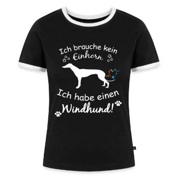 Windhunde - Windhund - Frauen Kontrast-T-Shirt - Schwarz/Weiß - Vorne - Selfina (174cm)