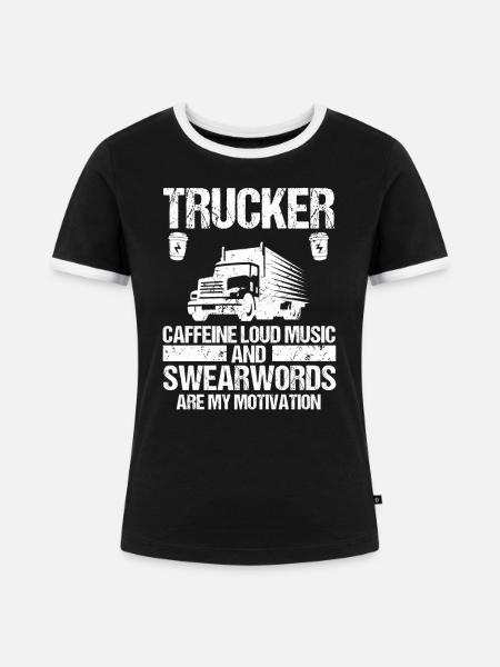 LKW Fahrer Lastwagenfahrer Fernfahrer Trucker - Frauen Kontrast-T-Shirt - Schwarz/Weiß