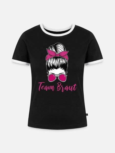 Team Braut - Frauen Kontrast-T-Shirt - Schwarz/Weiß