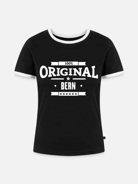 Original Bern - Frauen Kontrast-T-Shirt - Schwarz/Weiß