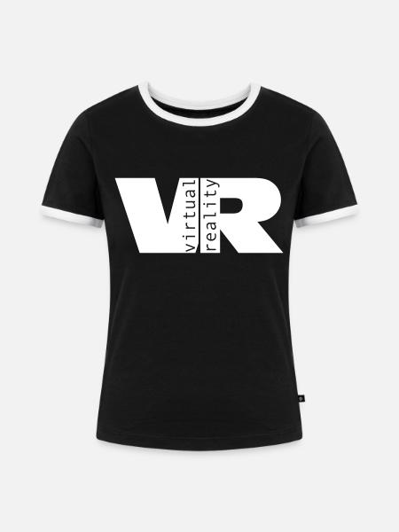 Virtual Reality - Frauen Kontrast-T-Shirt - Schwarz/Weiß