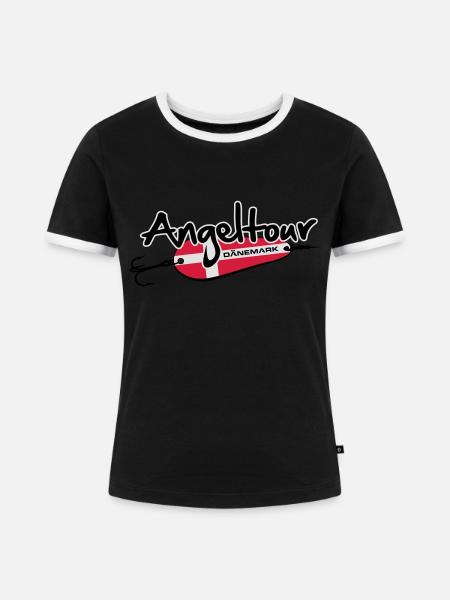 angeltour_daenemark_3c - Frauen Kontrast-T-Shirt - Schwarz/Weiß