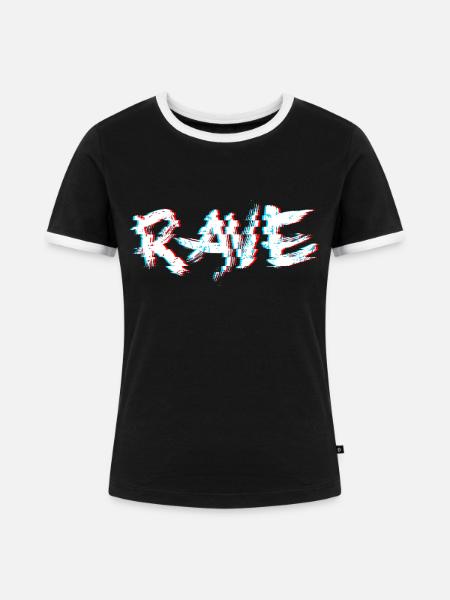 Rave Glitch Trippy Techno - Frauen Kontrast-T-Shirt - Schwarz/Weiß