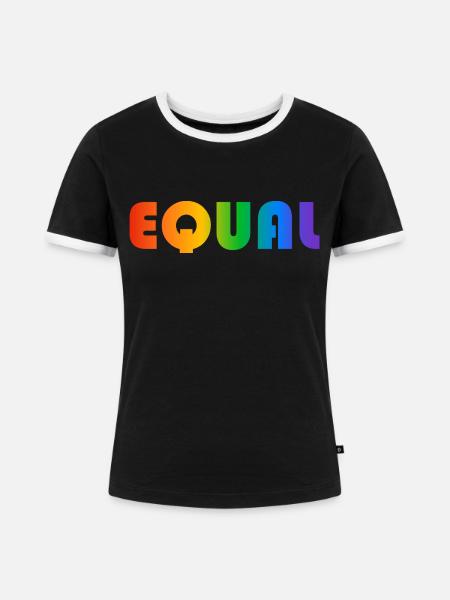 GLEICHER REGENBOGENTEXT - Frauen Kontrast-T-Shirt - Schwarz/Weiß