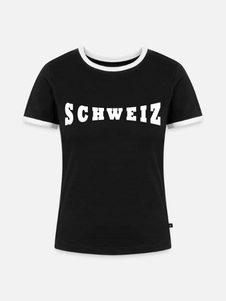 Schweiz - Frauen Kontrast-T-Shirt - Schwarz/Weiß