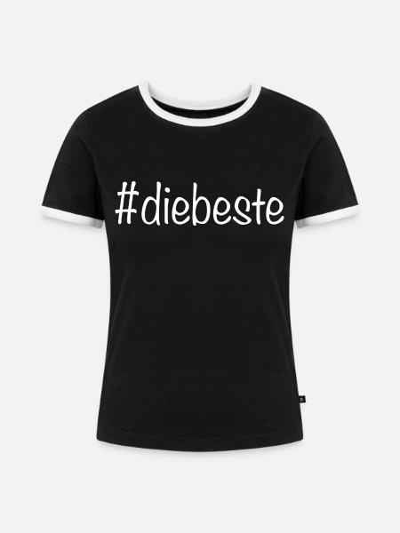 #diebeste - Weiss - Frauen Kontrast-T-Shirt - Schwarz/Weiß