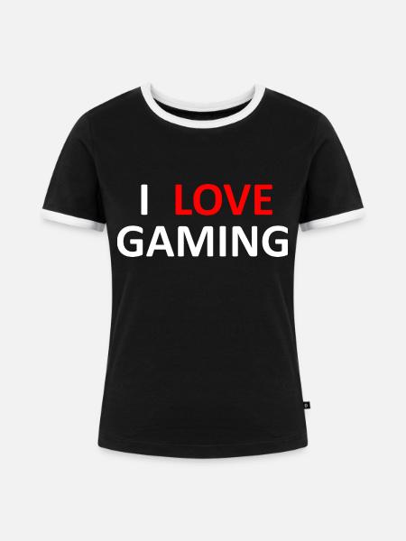 Game Gaming PC - Frauen Kontrast-T-Shirt - Schwarz/Weiß