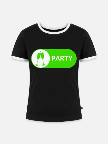 Party-Button - Frauen Kontrast-T-Shirt - Schwarz/Weiß