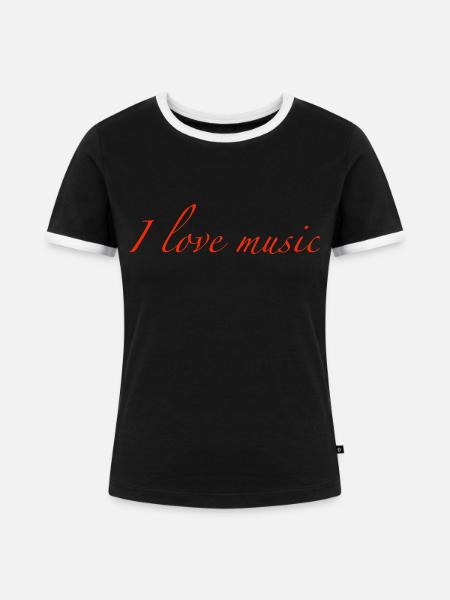 i love music - Frauen Kontrast-T-Shirt - Schwarz/Weiß