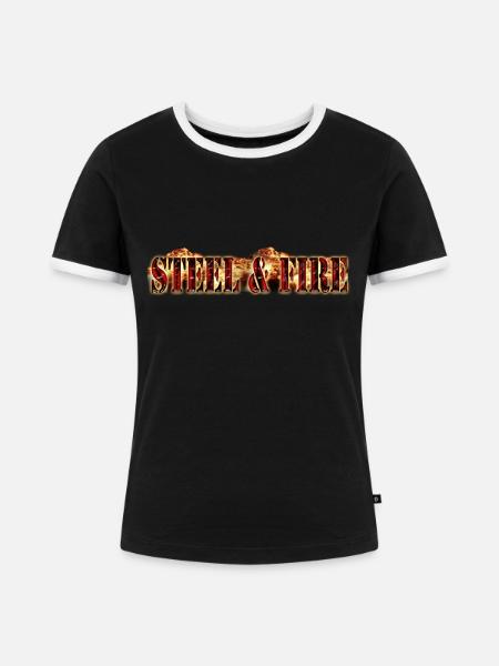 Steel and Fire - Frauen Kontrast-T-Shirt - Schwarz/Weiß