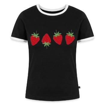 Erdbeere Erdbeere - Frauen Kontrast-T-Shirt - Schwarz/Weiß - Vorne - Selfina (174cm)