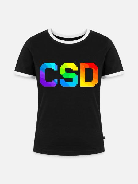 CSD - Pixel Pride Flag - Frauen Kontrast-T-Shirt - Schwarz/Weiß