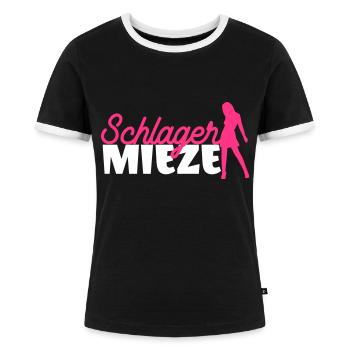 Schlager Mieze Lustiges Motiv Fans - Frauen Kontrast-T-Shirt - Schwarz/Weiß - Vorne - Selfina (174cm)