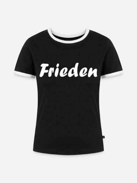Frieden - Frauen Kontrast-T-Shirt - Schwarz/Weiß