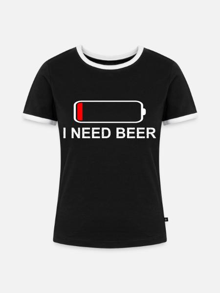 I Need Beer - Frauen Kontrast-T-Shirt - Schwarz/Weiß