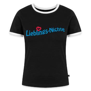 Lieblingsnichte - Frauen Kontrast-T-Shirt - Schwarz/Weiß - Vorne - Selfina (174cm)