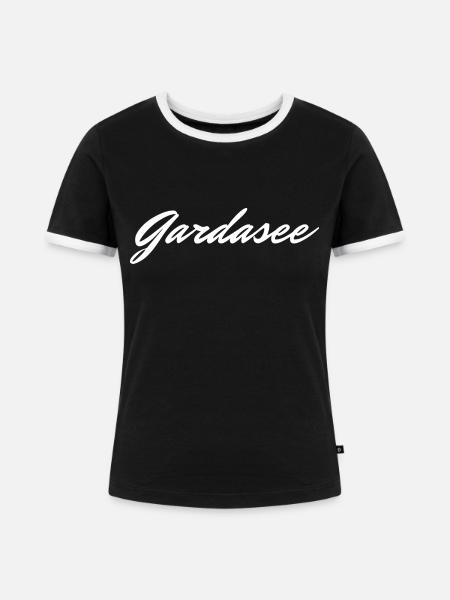Gardasee - Frauen Kontrast-T-Shirt - Schwarz/Weiß