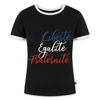 Liberté Égalité Fraternité - Frauen Kontrast-T-Shirt - Schwarz/Weiß - Vorne - Selfina (174cm)