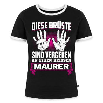 MAURER - Brüste - Frauen Kontrast-T-Shirt - Schwarz/Weiß - Vorne - Selfina (174cm)
