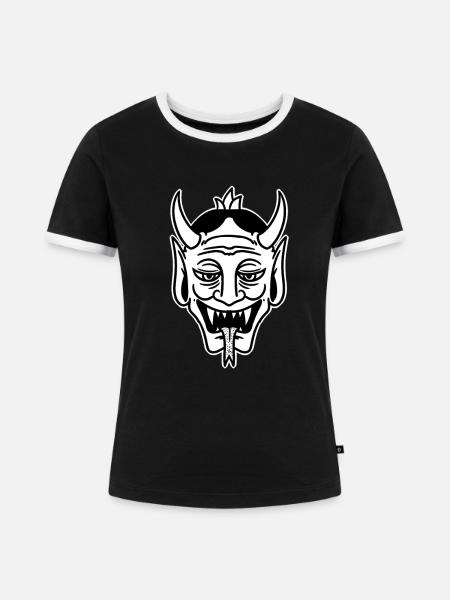Dämonisches Teufelsgesicht Tattoo - Frauen Kontrast-T-Shirt - Schwarz/Weiß