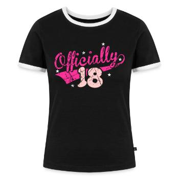 18. Geburtstag - Frauen Kontrast-T-Shirt - Schwarz/Weiß - Vorne - Selfina (174cm)