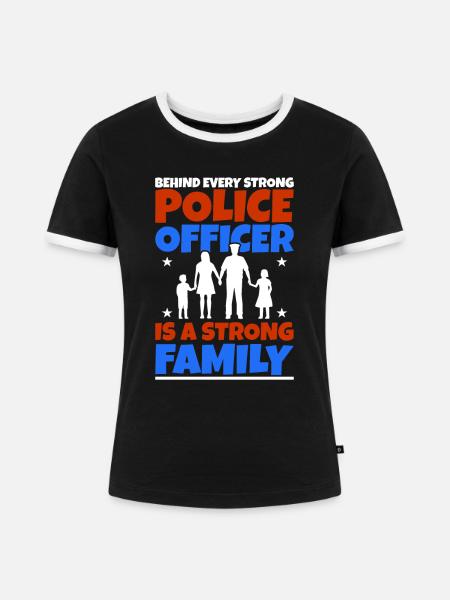 Polizei - Frauen Kontrast-T-Shirt - Schwarz/Weiß