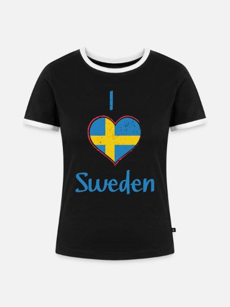 Schweden - Frauen Kontrast-T-Shirt - Schwarz/Weiß