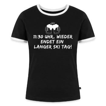 Apres Ski - Frauen Kontrast-T-Shirt - Schwarz/Weiß - Vorne - Selfina (174cm)