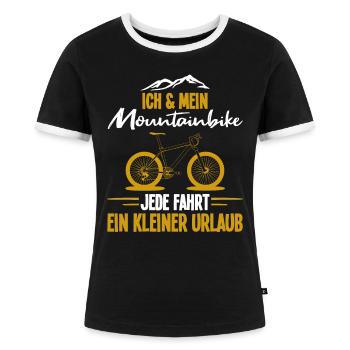 Ich Und Mein Mountainbike - Frauen Kontrast-T-Shirt - Schwarz/Weiß - Vorne - Selfina (174cm)