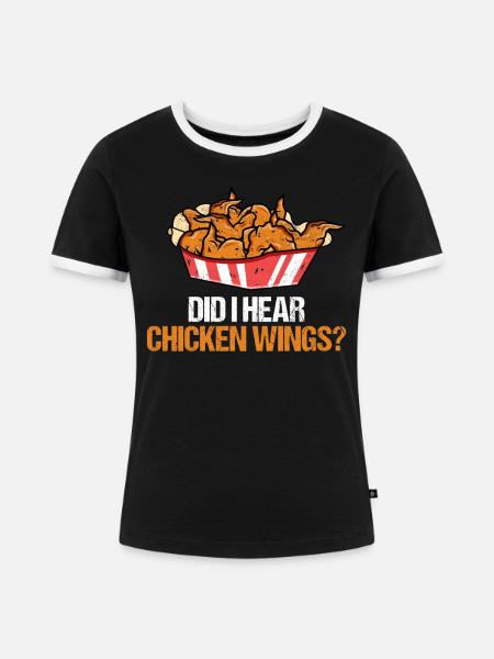 Chicken Wings Spruch Hähnchen - Frauen Kontrast-T-Shirt - Schwarz/Weiß