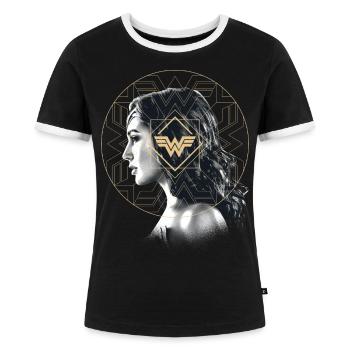 Wonder Woman 1984 Profil Porträt - Frauen Kontrast-T-Shirt - Schwarz/Weiß - Vorne - Selfina (174cm)