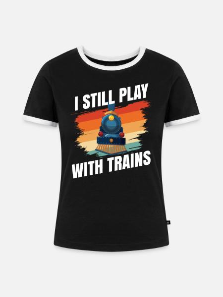 Zug - Frauen Kontrast-T-Shirt - Schwarz/Weiß