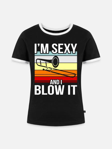 Posaune Posaunist Spieler Geschenk - Frauen Kontrast-T-Shirt - Schwarz/Weiß