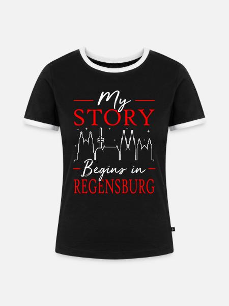 Regensburg - Frauen Kontrast-T-Shirt - Schwarz/Weiß