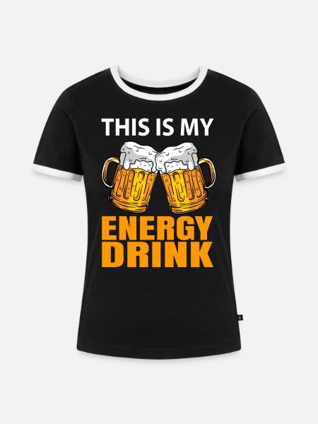 Bier Energy Drink Geschenk - Frauen Kontrast-T-Shirt - Schwarz/Weiß